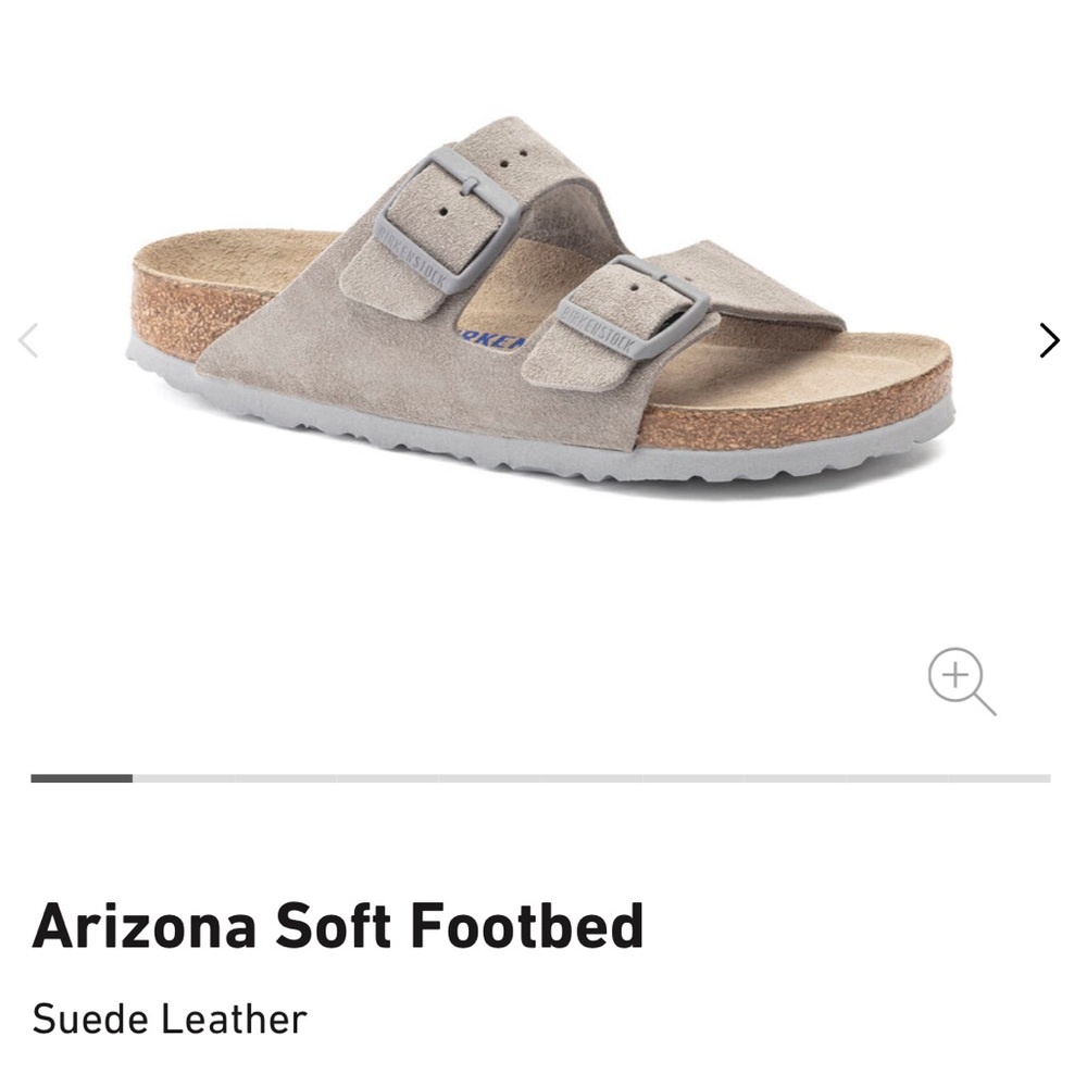NIB Arizona Soft Footbed Suede Leather in Stone Coin